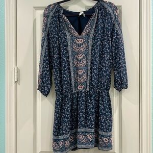 Joie Ariella Silk Floral Dress Women's S Blue Long Sleeve